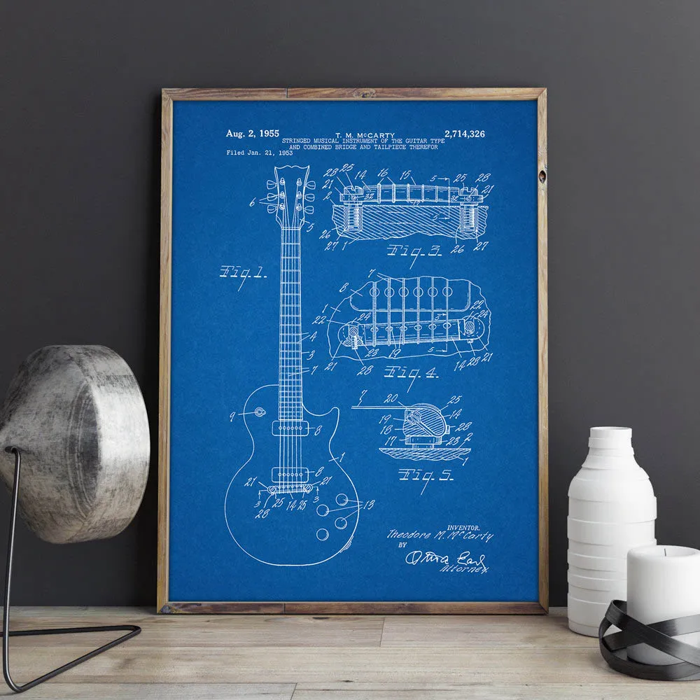 CP0422 Gibson Les Paul Guitar, художественный постер, печать картин, Постер, домашний декор, винтажная печать, схема, идея подарка, музыкальные украшения - Цвет: CP0422