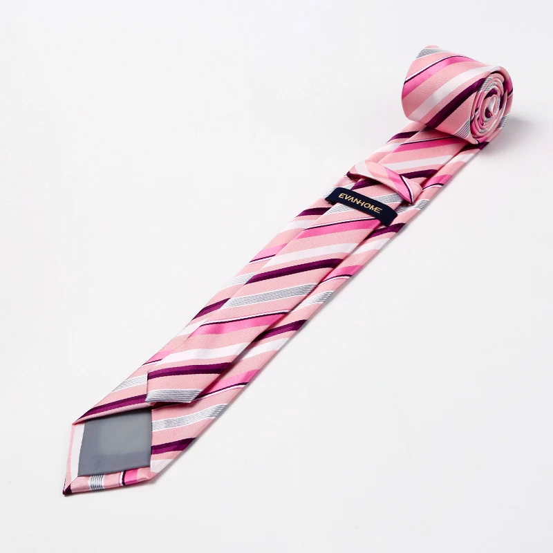 Высокое качество розовые фиолетовые галстуки в полоску для мужчин 7 см широкий