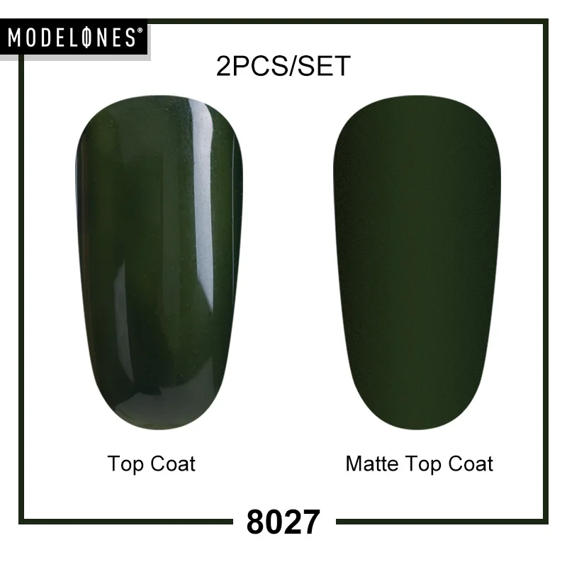 8027 MATTE TOP COAT Modelones, 2 шт./лот, Матовый верхний слой, набор гель-лаков для ногтей, сделай сам, матовый эффект, светодиодный Гель-лак для ногтей, наборы, Полупостоянный УФ-Гибридный гель - Цвет: 8027 MATTE TOP COAT