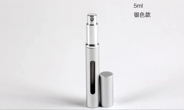 silver 1 шт., 5 мл, портативный мини-распылитель для духов, для путешествий, многоразовый флакон, флакон для духов, распылитель, ароматизатор, насос, чехол, пустые косметические контейнеры - Цвет: silver