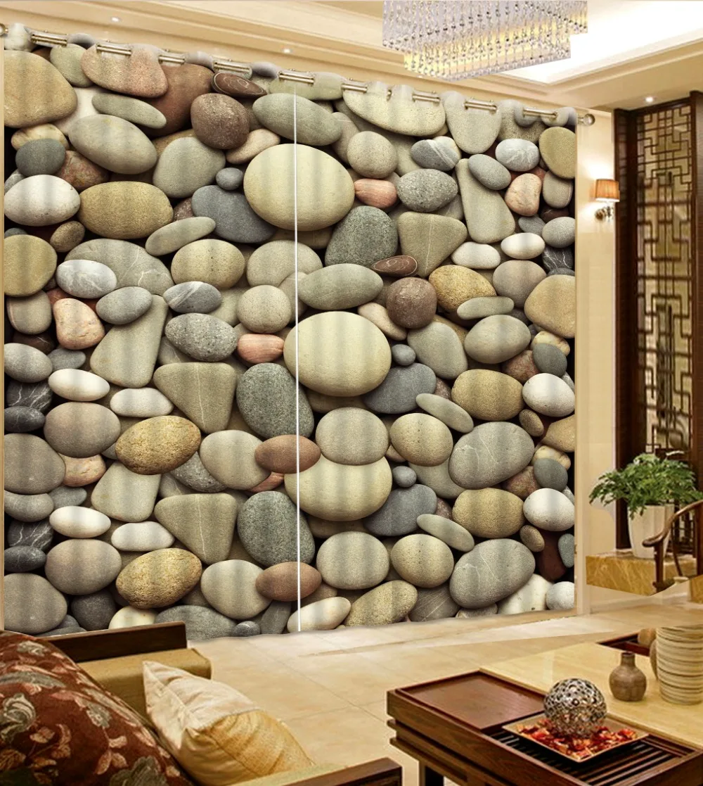 

Vintage Style Curtains Blackout 3D Window Curtains For Living Room Bedroom cobblestone Photo 3D Curtain