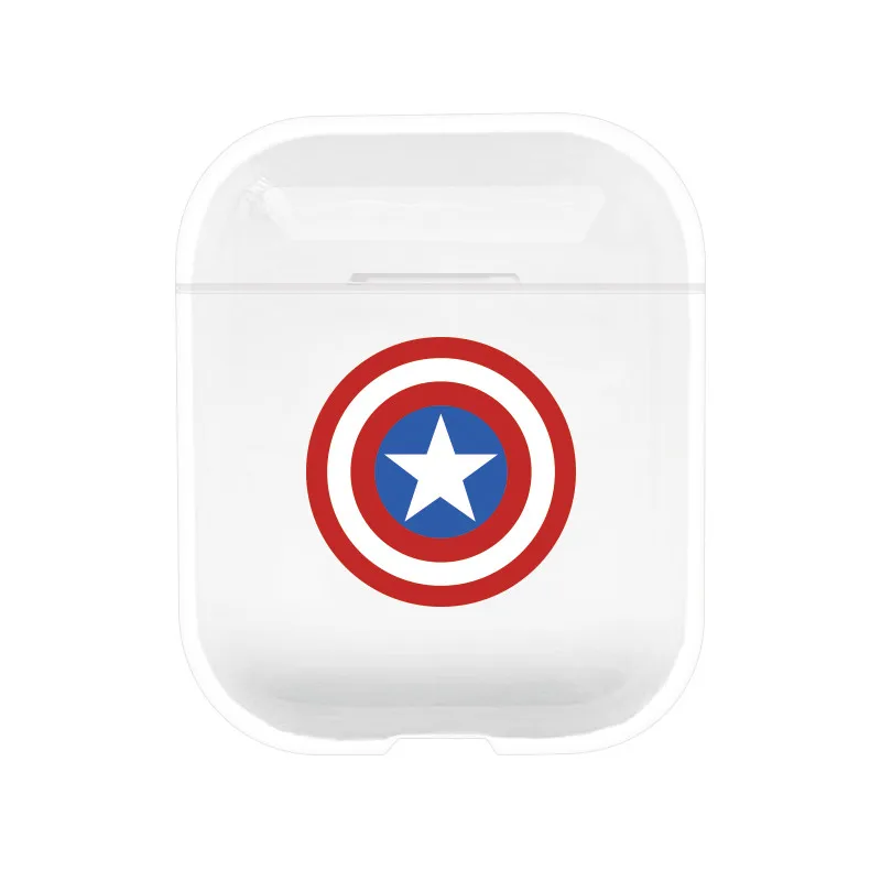 CAPTAIN Прозрачные беспроводные Bluetooth наушники чехол для Apple Airpods 1 2 Защитная крышка Marvel Капитан Америка Бэтмен Супермен - Цвет: CAPTAIN