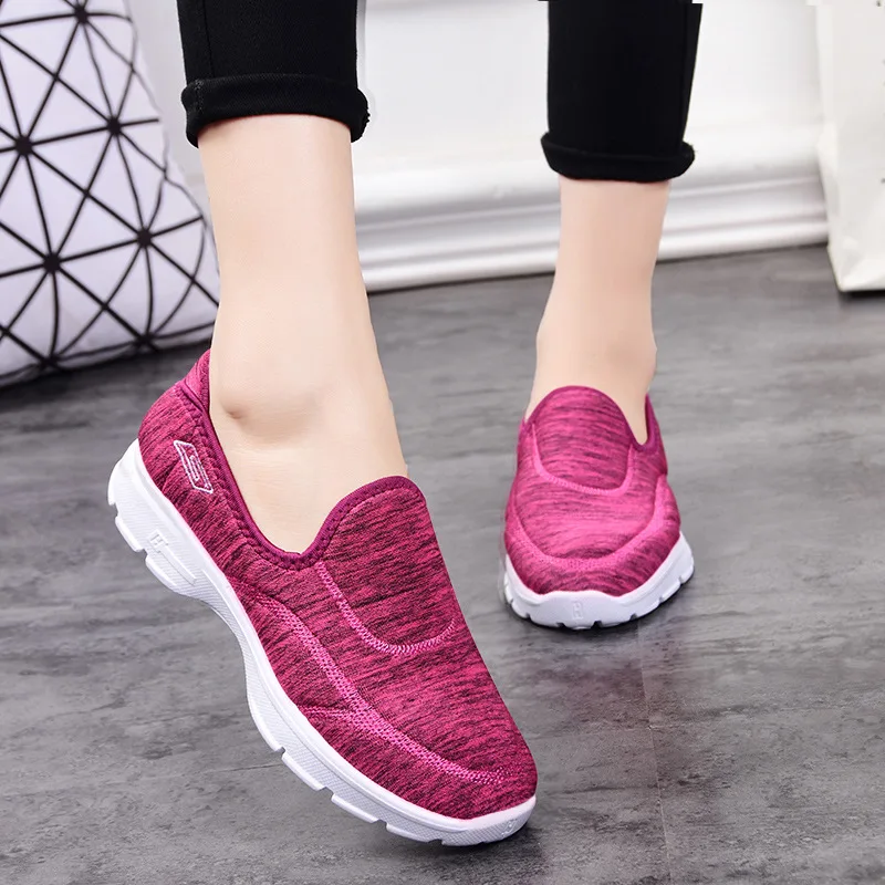 

Solid Flat Sneaker Women Shoes Fabric Shallow Non-slip Comfortable Round Toe Slip-On Cloth Breathable Casual Sport Female Shoes