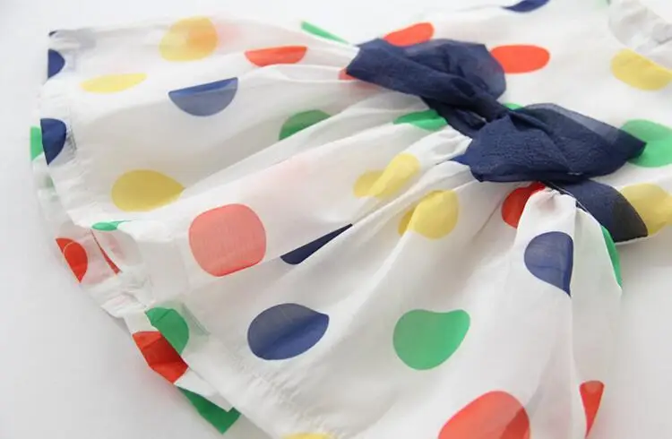 New 2017 Girl's Summer Dress Lovely Colourful Dot Bowknot Baby Girl Newborn Toddlers Clothes For 0-6 year kids | Детская одежда и
