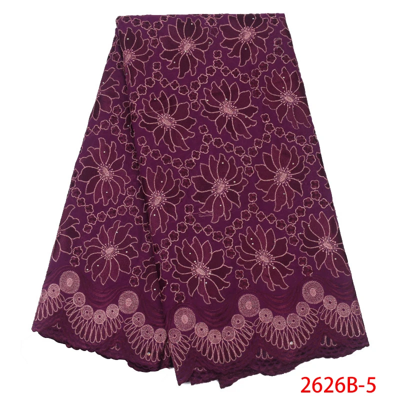Hot Sale African Swiss Voile Lace In Switzerland 100% Dry Cotton Fabric With Stones Nigerian 5 yards NA2626B-2 | Дом и сад