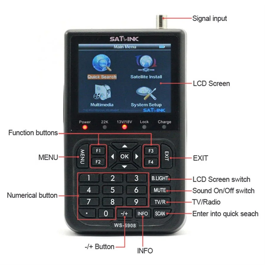 Оригинальный Satlink WS 6908 3 5 LCD DVB S FTA цифровой спутниковый сигнал ws Finder Meter Бесплатная доставка|satellite finder|satellite finder