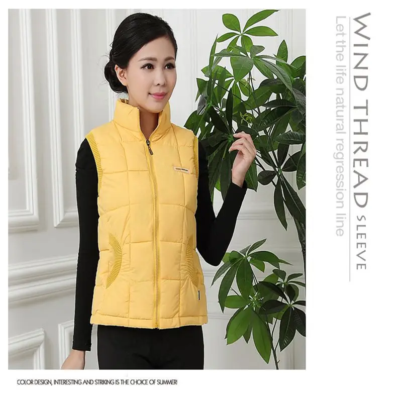 Женский осенне зимний хлопковый жилет с воротником теплый пуховик женская