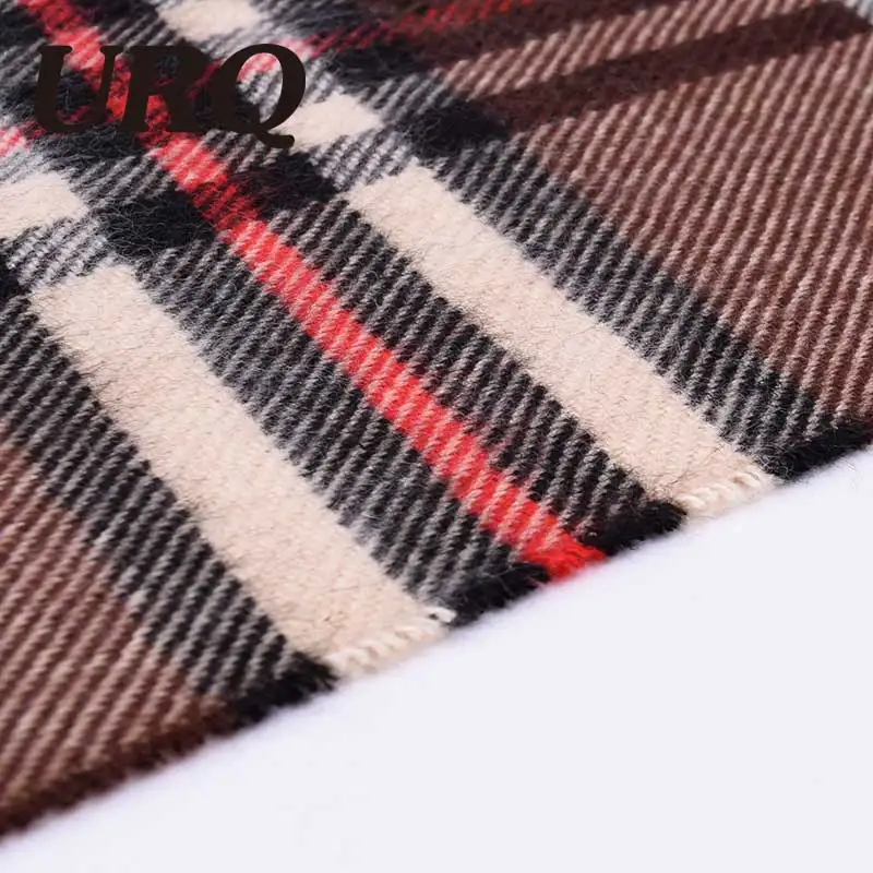 Модный дизайнерский брендовый шарф унисекс клетчатый мужской с кисточками