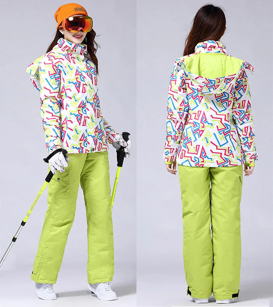 Женская спортивная яркая лыжная куртка водонепроницаемая Зимняя Толстая теплая