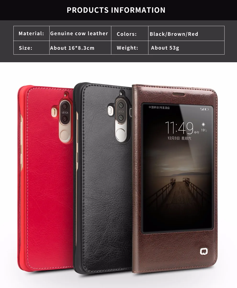 QIALINO чехол для huawei Ascend mate 9 популярный Роскошный чехол-книжка из натуральной кожи для huawei mate 9 функция сна смарт-чехол