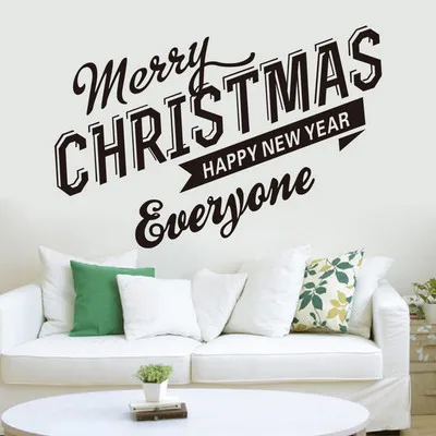 Рождественская Наклейка на стену с рождественским Сантой клаусслова Декор для