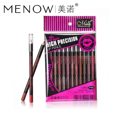 

Menow Brand 12Pcs/Set High Quality Matte Lipliner Pencil Lasting Waterproof Make Up Beauty Lips Cosmetics 200Sets/Lot via DHL