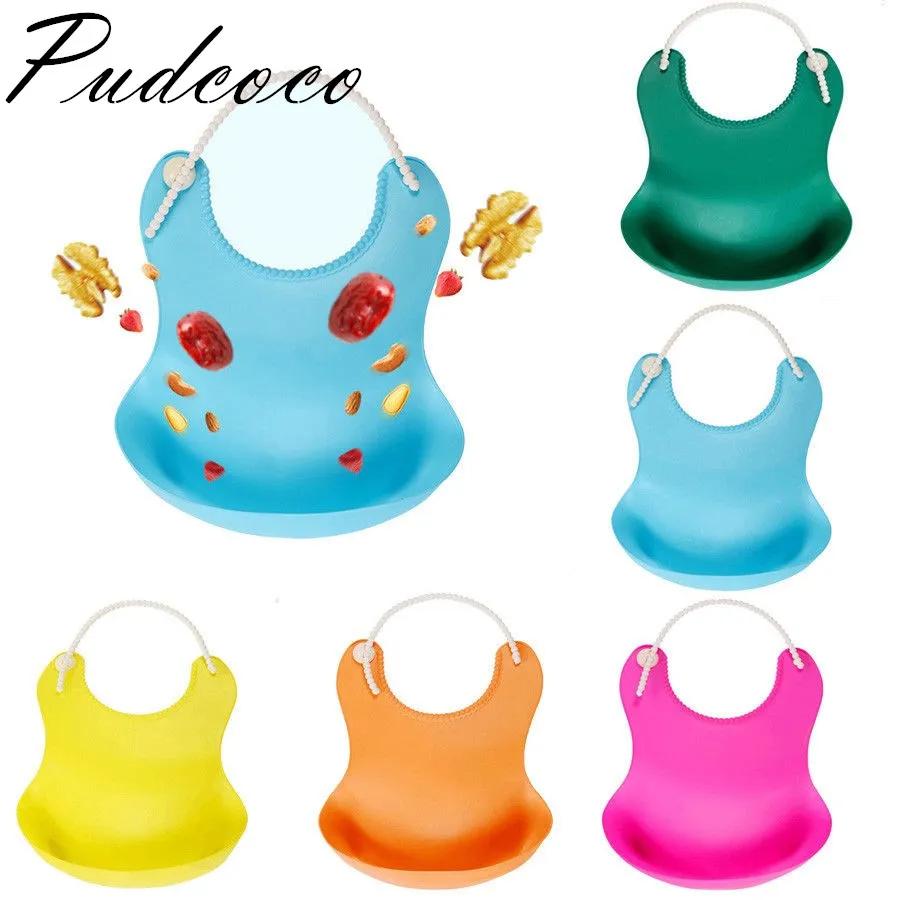 Pudcoco 2019 Brand New Cute Baby Soft Silicone Bib Waterproof Saliva Dripping Kid Infant Lunch Bibs | Мать и ребенок