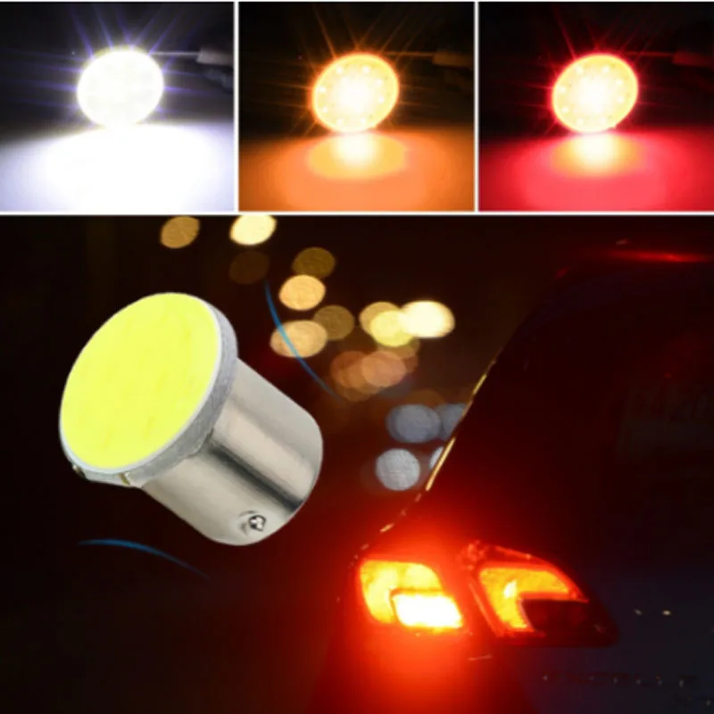 1X высокояркий светодиод S25 1156 BA15S COB 12 SMD P21W автомобильный сигнал цвет: белый желтый