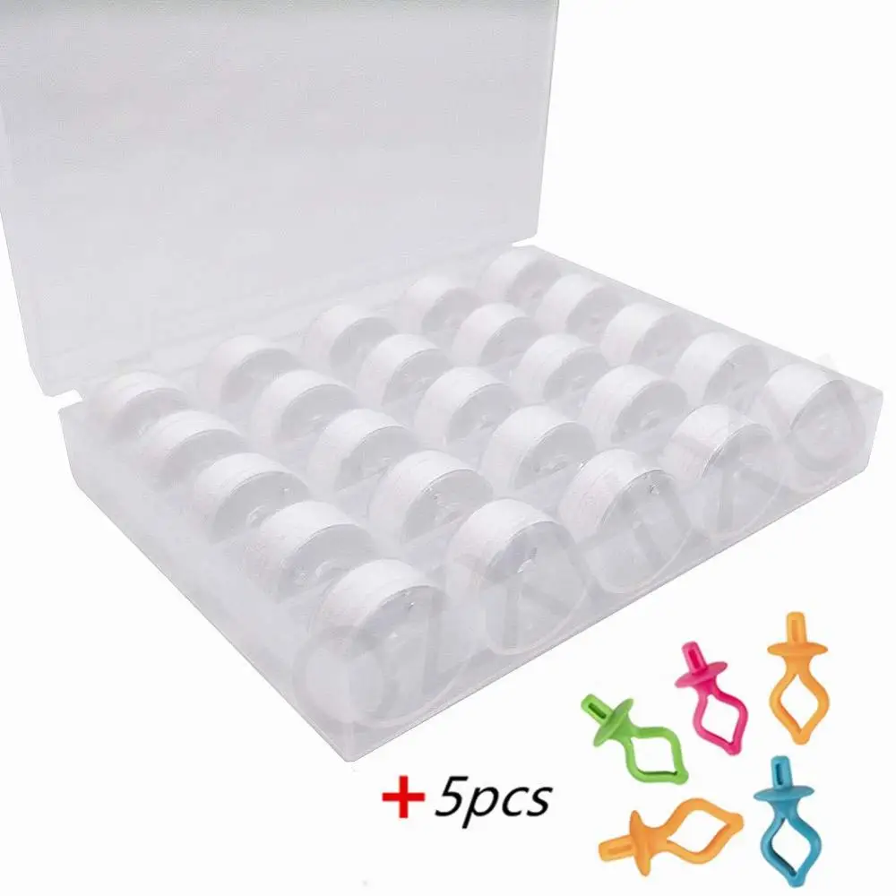 25 шт. белая швейная нить с бобинным Чехол держатель катушки комплект для дома