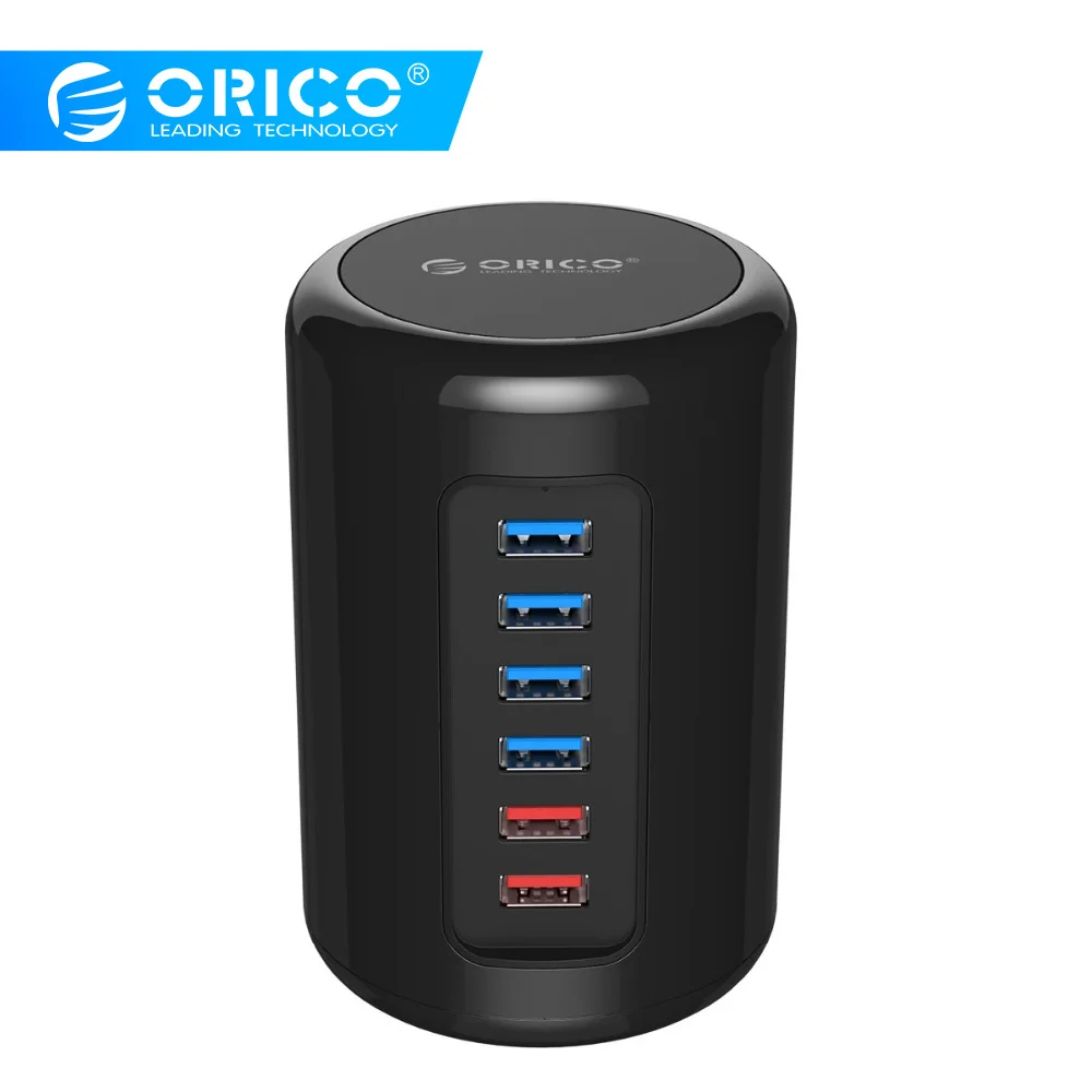 ORICO USB HUB 4 Порты и разъёмы USB3.0 цилиндр HUB разветвитель с кабель для передачи данных и 2 зарядки Порты и разъёмы USB разветвитель с Мощность адаптер для Mac OS