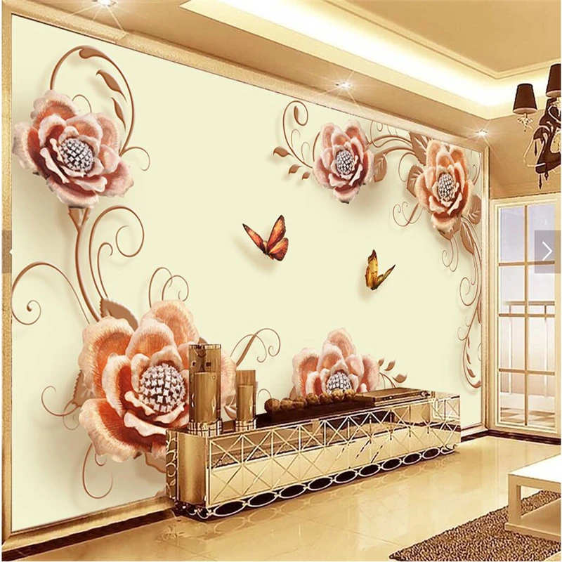 

beibehang Customize any size fresco wallpapers HD Flowers Flying Pigeons 3D Living Room Bedroom TV Walls photo wallpaper