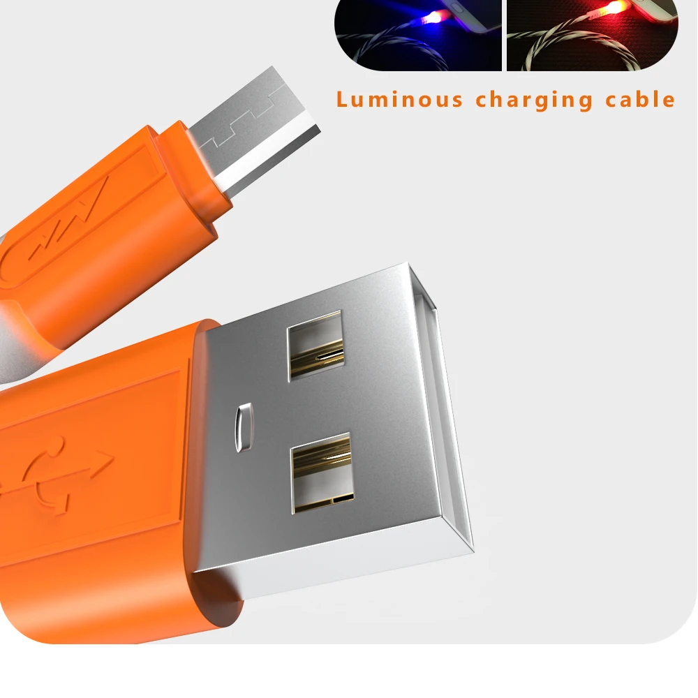 1 м Быстрая зарядка usb-кабель светящийся кабель для передачи данных MicoType C зарядное устройство Шнур для iPhone X XS MAX XR 8 7 6s Plus 5 кабели для мобильных телефонов