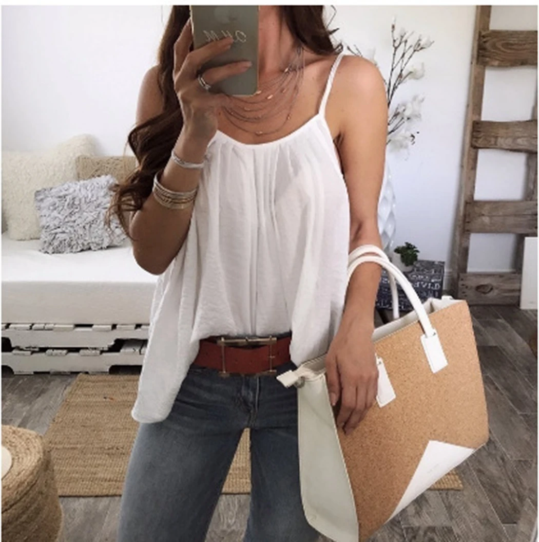Летняя женская плиссированная шифоновая футболка Camisole 6XL плюс размер женские
