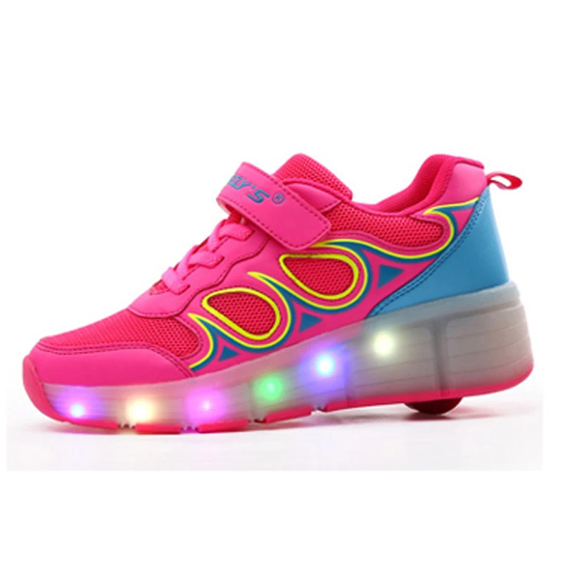 New Boys Girls Led Light Breathale Mesh Sneakers Children Shoes Roller Skate One Wheels Shoe Flats Heels Kids Size 29-43 | Детская