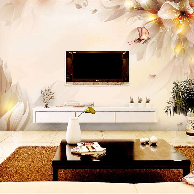 3D Настенные обои на заказ современные красивые цветы Настенная ткань гостиная ТВ