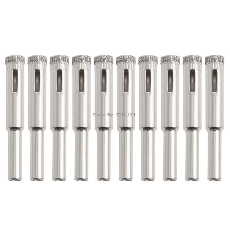

For 10Pcs 8mm Diamond Coated Core Drill Bits Hole Saw Glass Tile Ceramic Marble Promotion