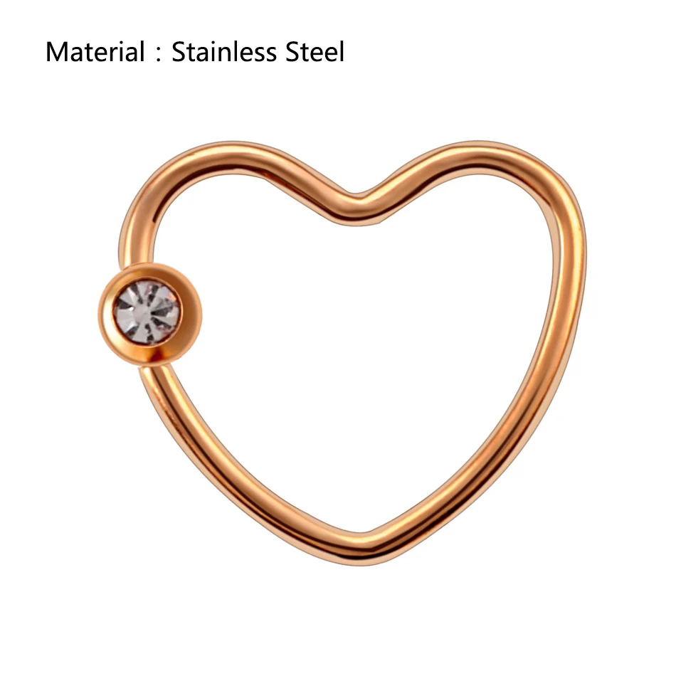 Style 4 1 шт. модные кольца в форме сердца Daith, опал, драгоценный камень, хрящ, трагус, пирсинг носа, кольца-кольца, кольцо Daith, пирсинг, Сексуальные Ювелирные изделия - Окраска металла: Style 4