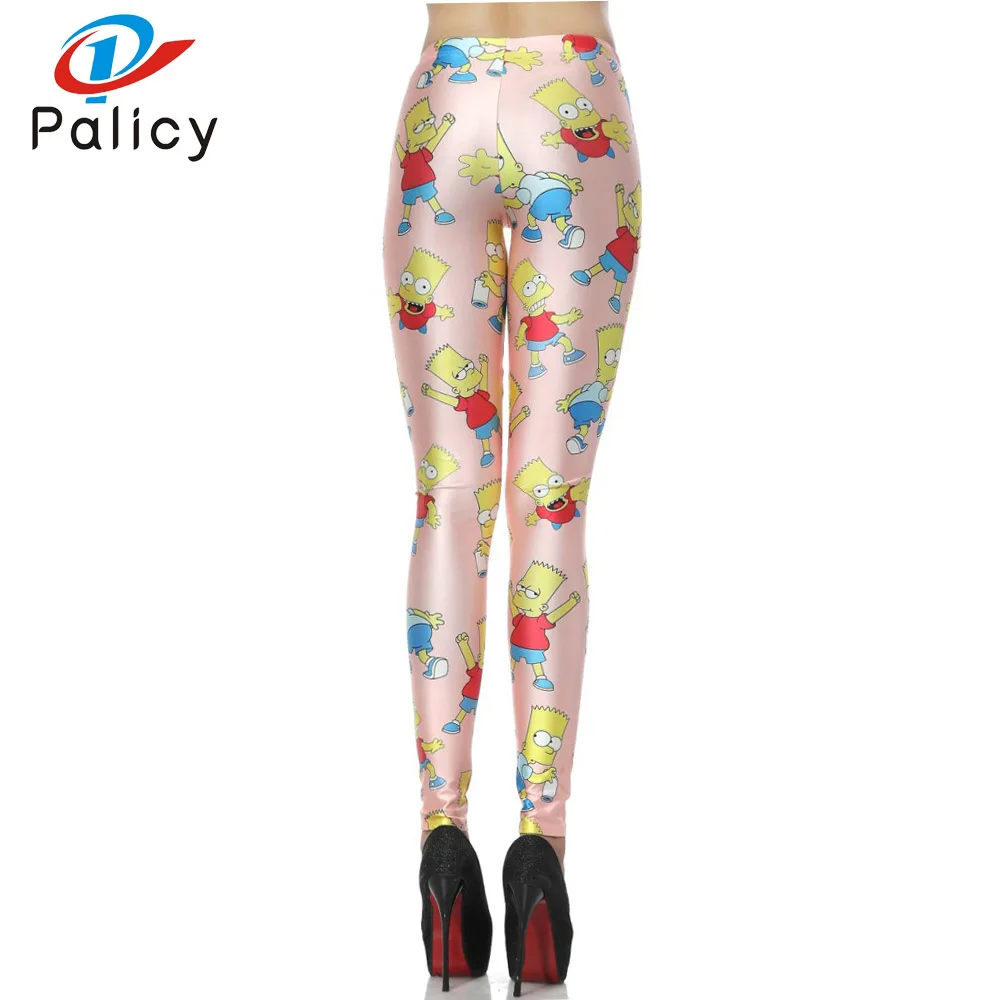 Palicy Sexy Colorful Thin Fashion 3D Print Leggings Cartoon Pink Women High Waist Breathable Trouser Slim Pants