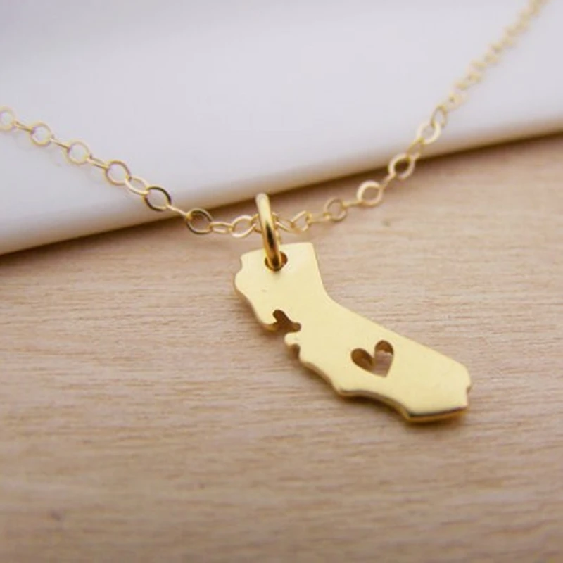 Женское ожерелье с подвеской в виде сердца сделай сам карты штат Калифорния