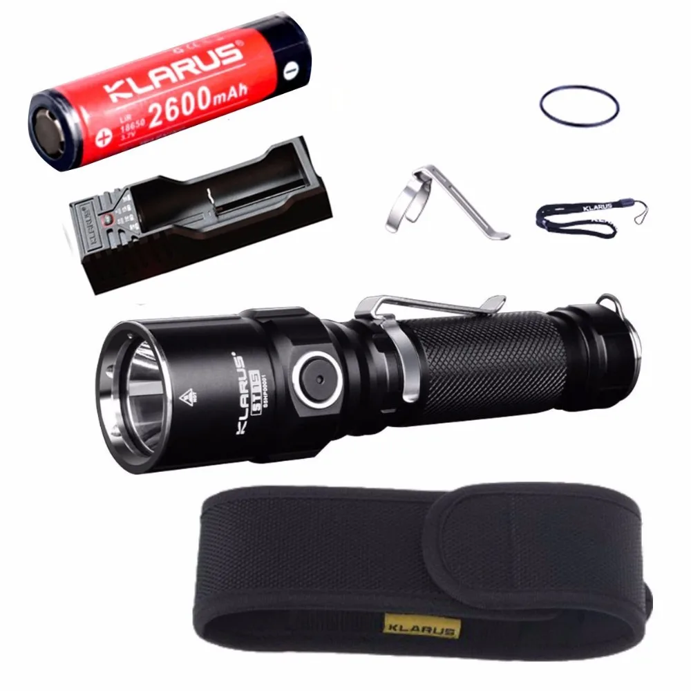 Фонарик KLARUS ST15 CREE XP L HI V3 светодиодный Макс. 1100LM дальность луча 305 метров + 18650 2600mAh