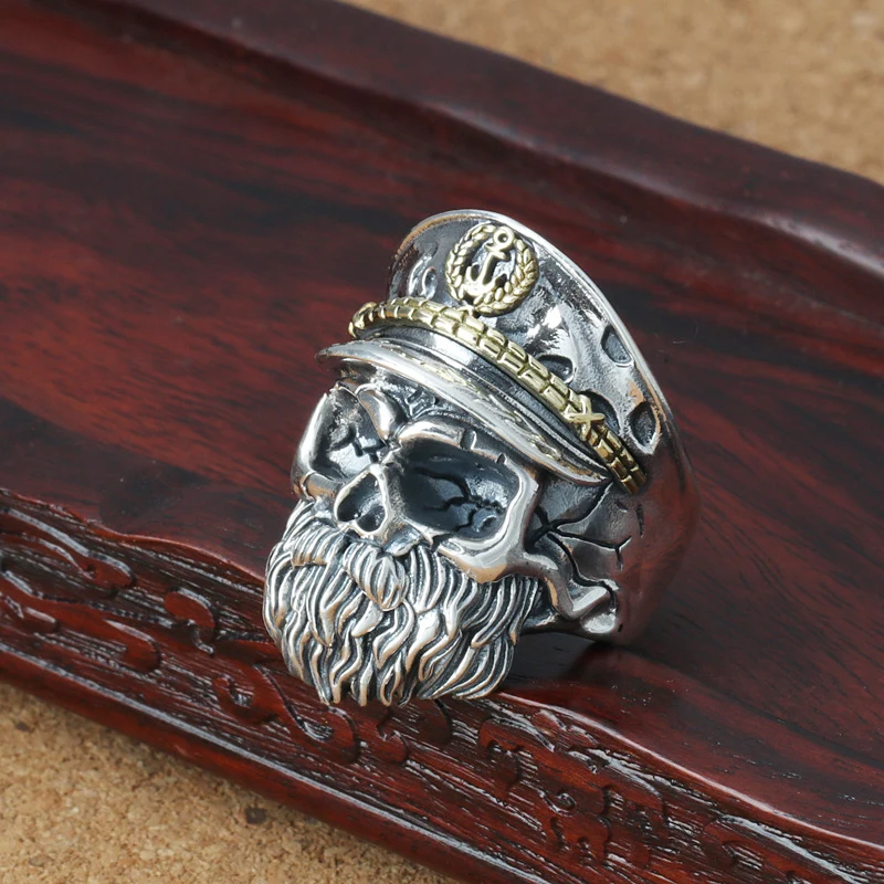 Мужское Винтажное кольцо со скелетом Открытое из серебра 925 пробы регулируемый