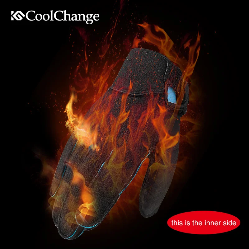 Уличные спортивные велосипедные перчатки CoolChange зимние теплые ветрозащитные