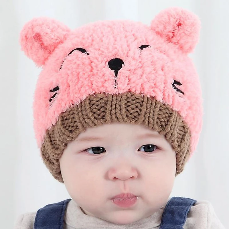 

New Winter Baby Crochet Knitting Hat Autumn Soft Beanies Caps Cartoon Style Patchwork Infant Baby Boy Girls Children Hats XL326