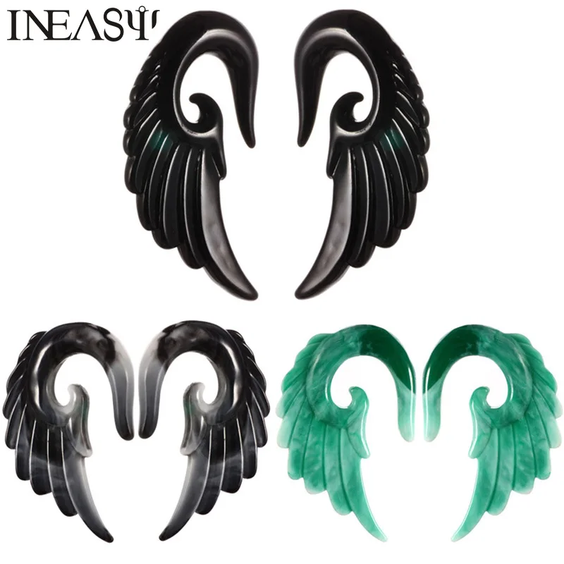 1 пара затычек и туннелей растягивающиеся пластмассовые затычки для ушей черные