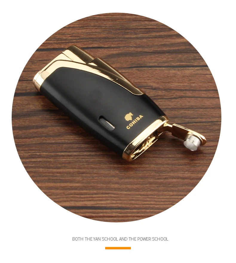 COHIBA прикуриватель 2 фонарь пламя фонарь Бутановая Зажигалка многоразовая газовая сигарета зажигалка W/сигары удар резак и подарочная коробка