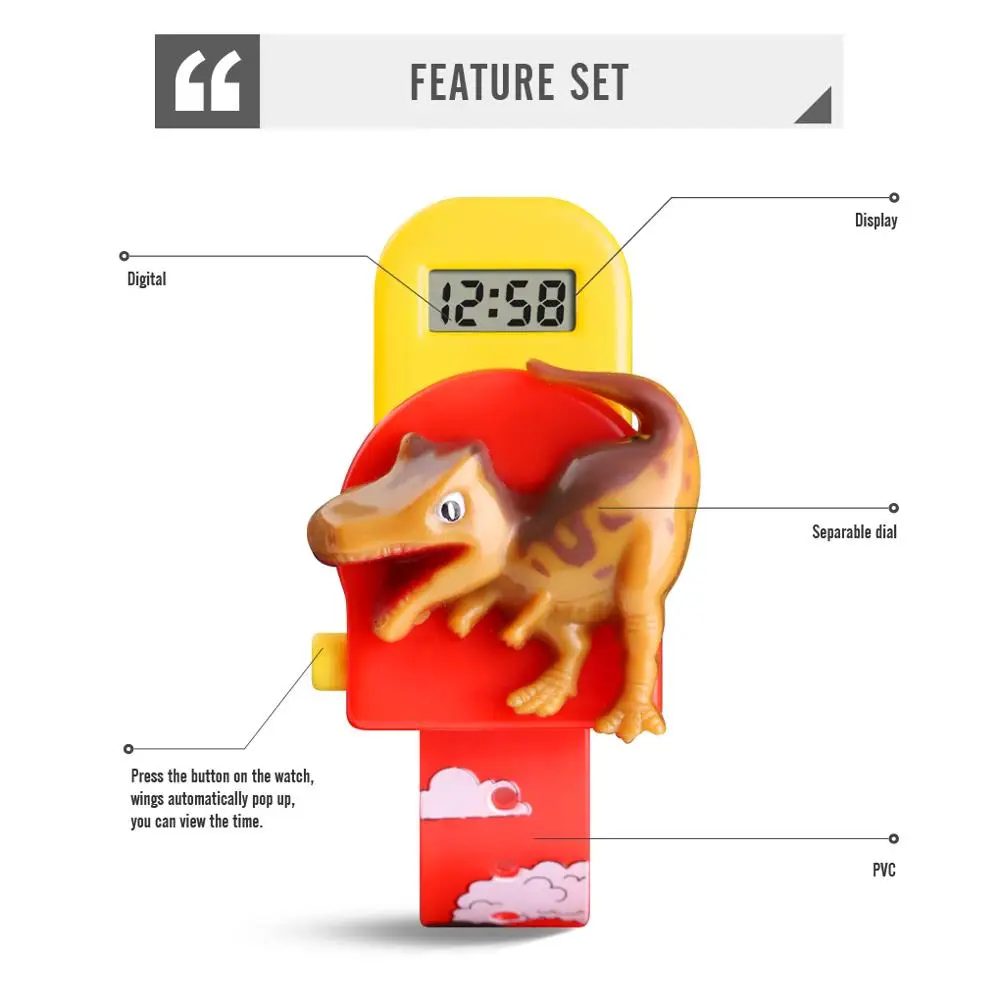 

SKMEI Interesting Kids Watches Fashion Children Watch Creative Dinosaur Model Boys and girls Love montre enfan 1468 Red Blue