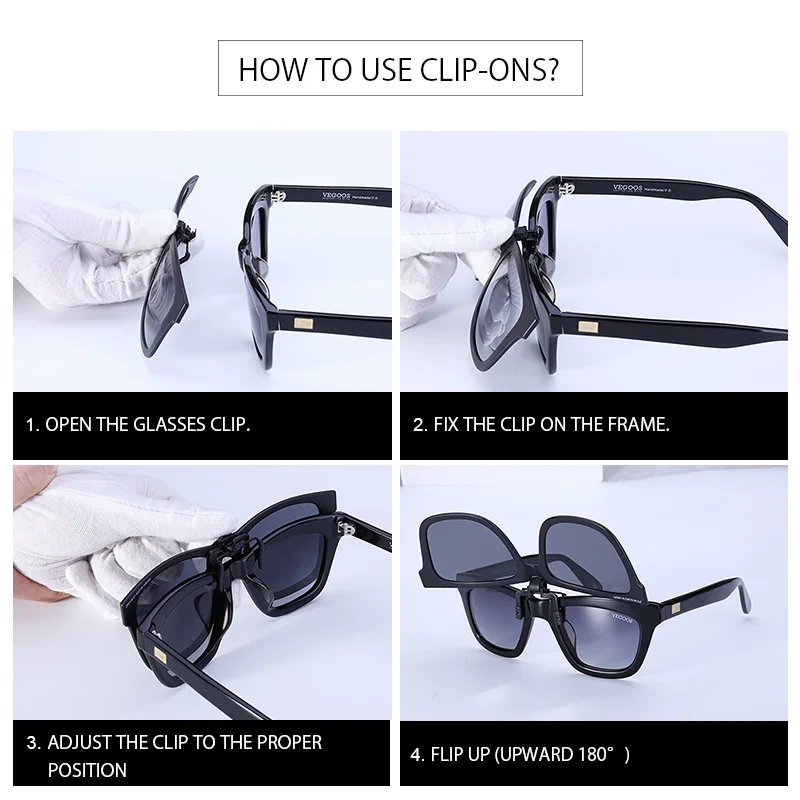 Мужские и женские солнцезащитные очки VEGOOS поляризационные с защитой UV400 откидной