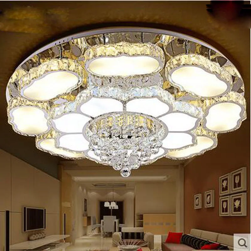 Хрустальная круглая лампа для гостиной простая современная белая