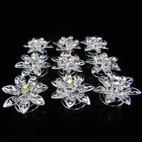 new fashion 100pcs bridal wedding prom crystal rhinestone flower hair twists spins pins silver color free shipping