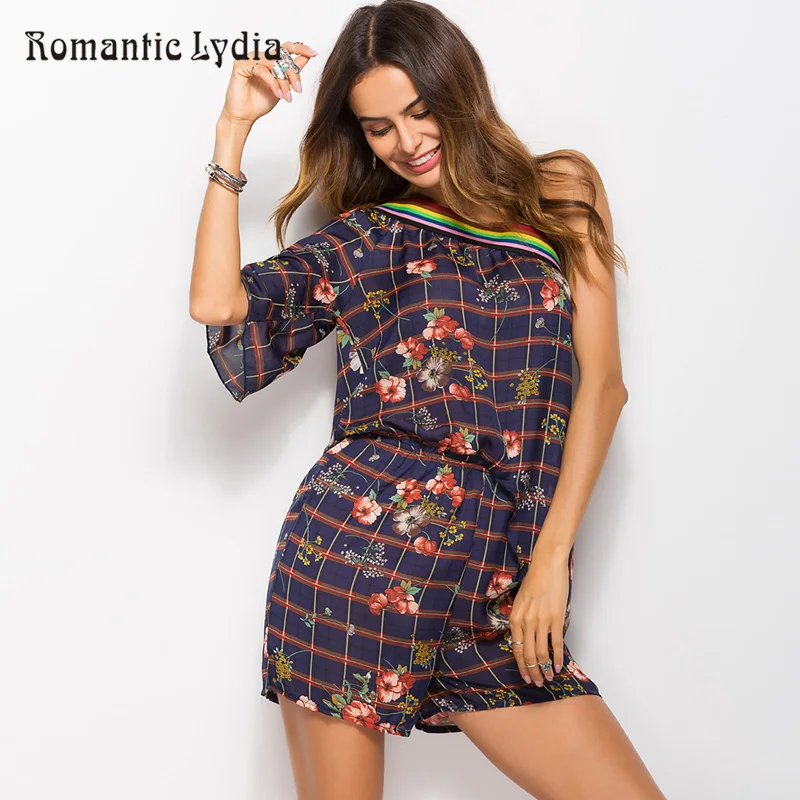 Женский шифоновый комбинезон с открытыми плечами Boho Летний Пляжный принтом в