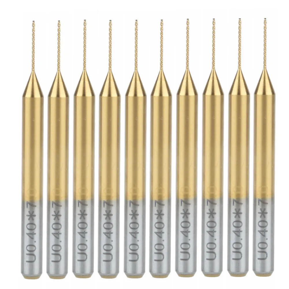 

10x Titanium Nitride Coated Carbide PCB CNC Drill Bits Router 0.4mm