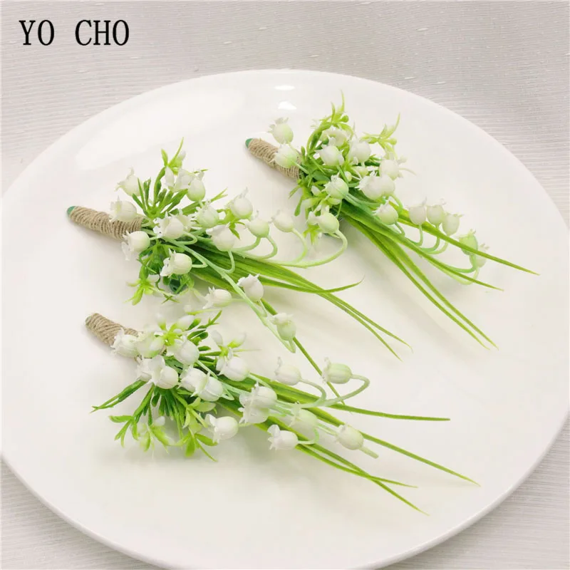 YO CHO Corsage свадебная бутоньерка для жениха искусственные шелковые цветы белые