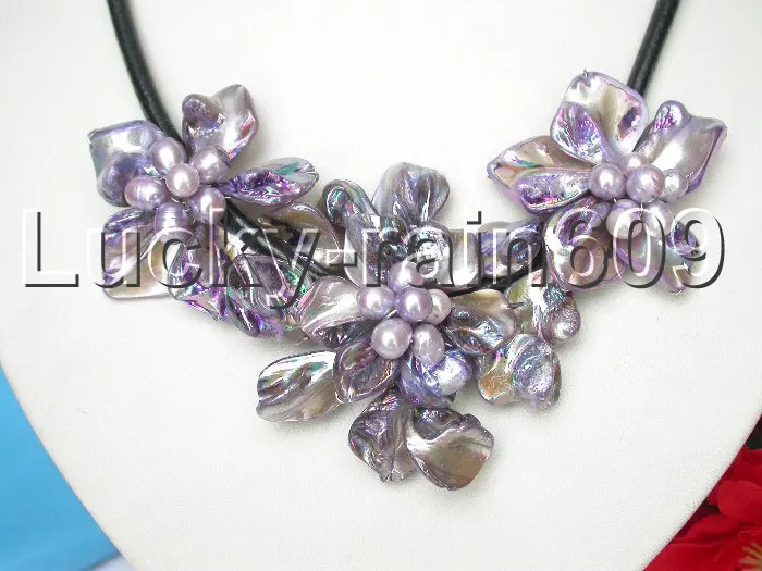 Доставка барокко рукоделие цветение фиолетовый раковины жемчуг колье кожа