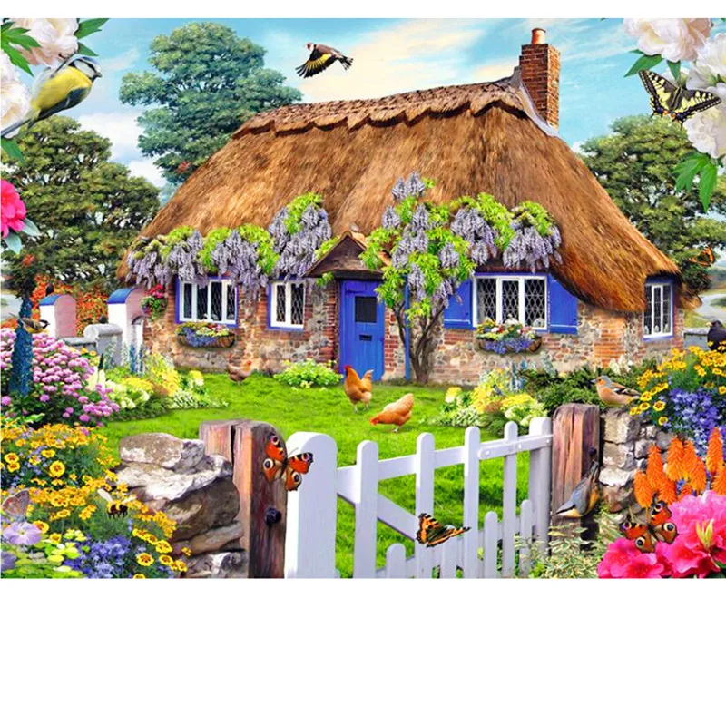 5d diy diamond embroidery garden house painting cross stitch full square drill mosaic home decor gift | Дом и сад