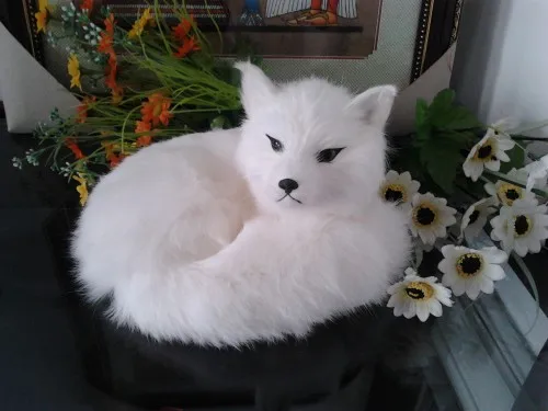 

simulation lying fox model 22X17CM sleepng fox toy white fox model home decoration gift t434