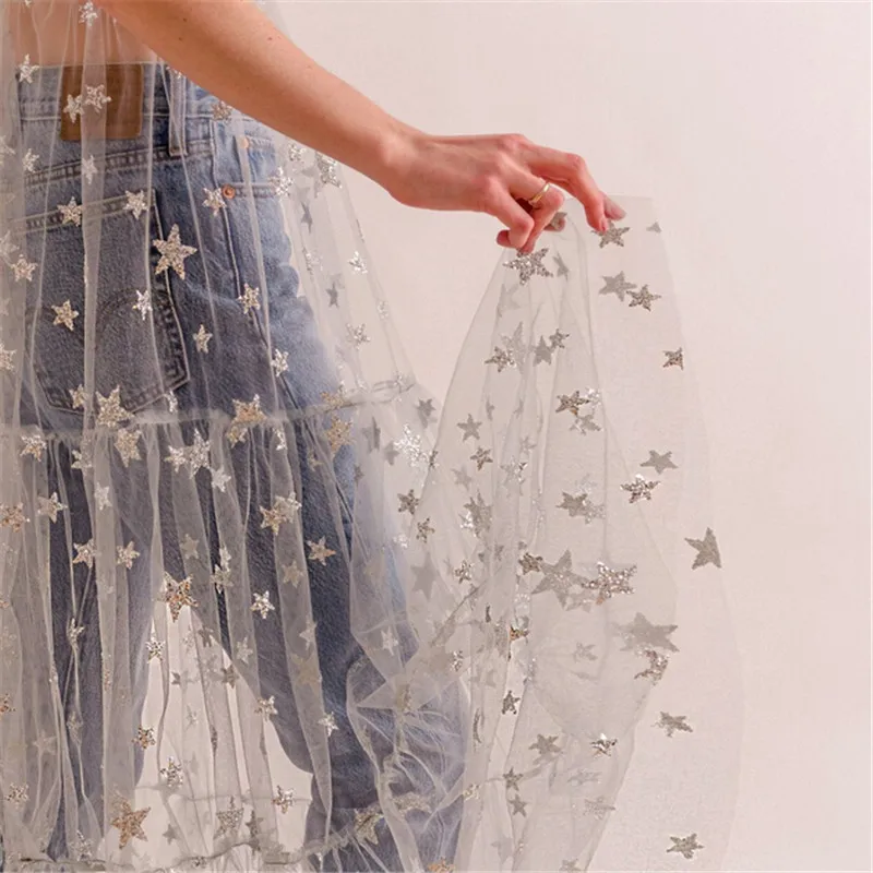 Женское Сетчатое Прозрачное Бикини на бретельках накидка с блестками и принтом