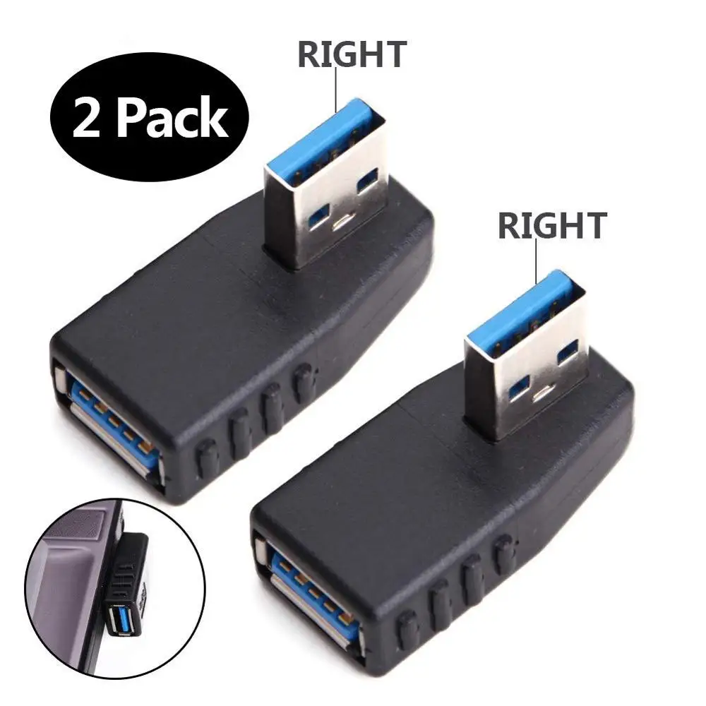 Адаптер USB 3 0 90 градусов Штекерный соединитель правый угол 2 шт. | Компьютеры и офис