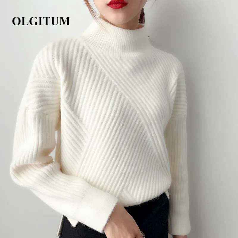 Женский свитер с длинным рукавом теплые свитера Высококачественный высоким