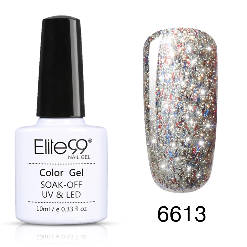 6613 Elite99 10 мл Звездный Гель-лак для ногтей Супер Bling Soak Off UV лампа Гель-лак Блеск Гель-лак маникюр лак для ногтей - Цвет: 6613