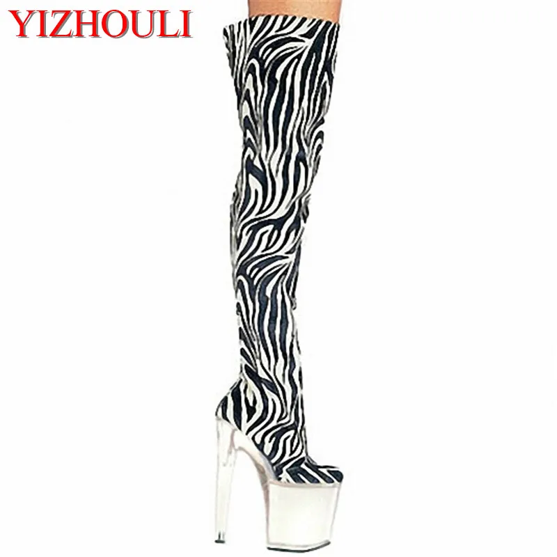 

20cm High-Heeled Shoes Strap Tall Boots Platform Clubbing Exotic Dancer Boots Hasp 8 Inch Sexy Womens Gladiator Thigh High Boots